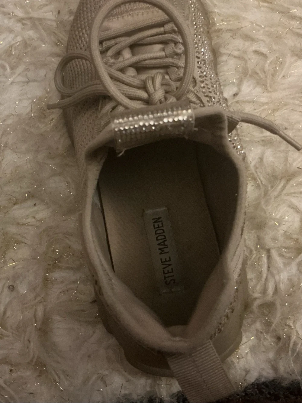 Steve Madden Womens Knit Lace-Up Sneakers in Taupe